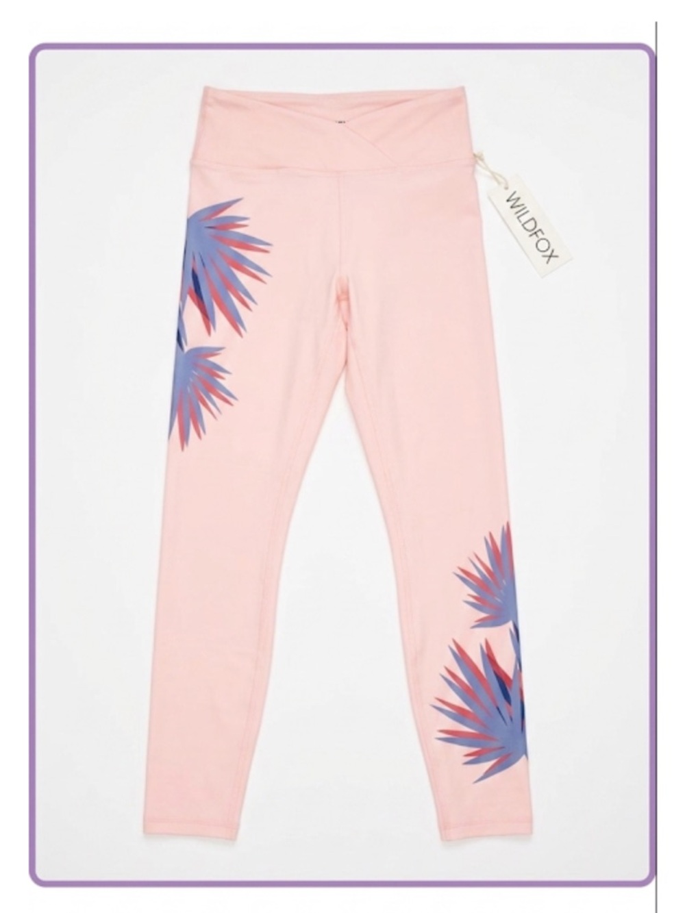 Wildfox Pink Leggings with Blue & Purple Palm Accents nwt